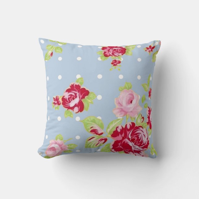 Roses On Blue Pillow (Front)
