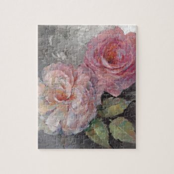Roses On Gray Jigsaw Puzzle by wildapple at Zazzle