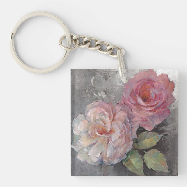 Roses on Gray Keychain (Front)