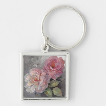 Roses On Gray Keychain by wildapple at Zazzle