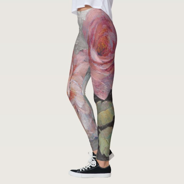 Roses on Gray Leggings (Left)