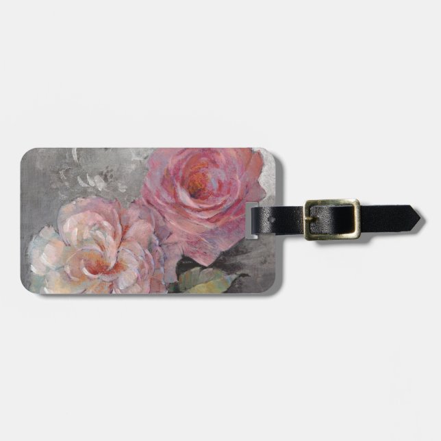 Roses on Gray Luggage Tag (Front Horizontal)