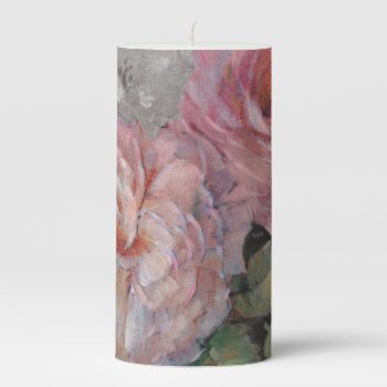 Roses On Gray Pillar Candle by wildapple at Zazzle