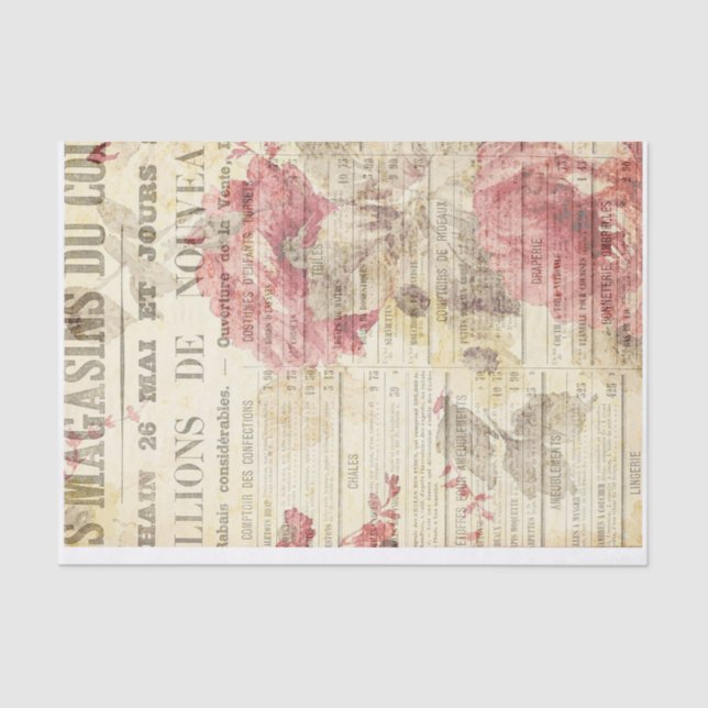 Roses on Newsprint Tissue Paper (Front)