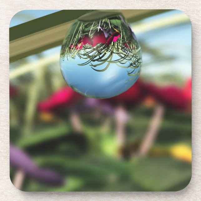 Roses on Raindrops Cork Coaster (Front)