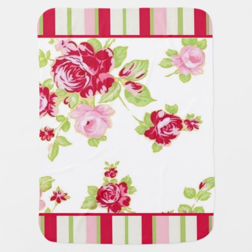 Roses On White Baby Blanket