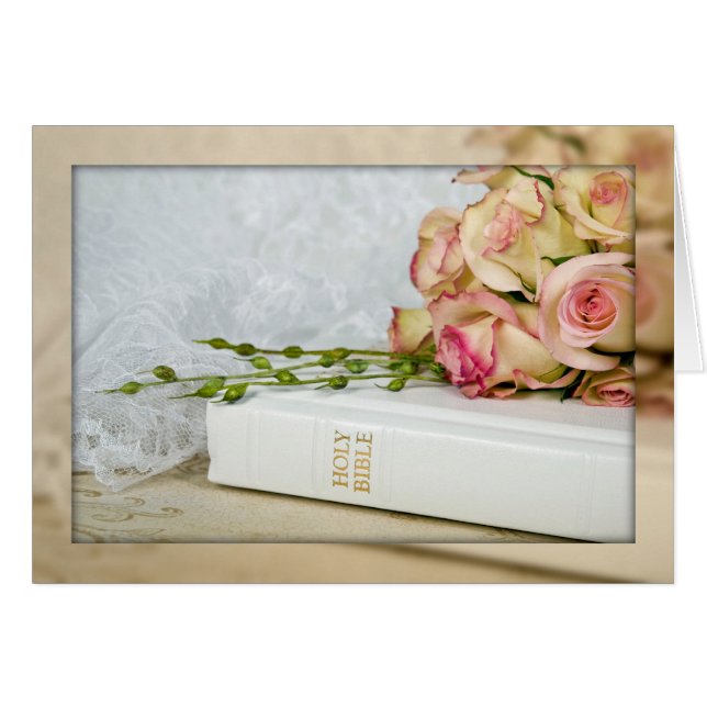 Roses On White Bible Cards (Front Horizontal)