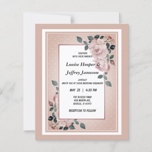 Roses on white Frame Budget Wedding Invitation