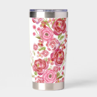 Roses on White &Vintage Florals and Classic Stripe Insulated Tumbler