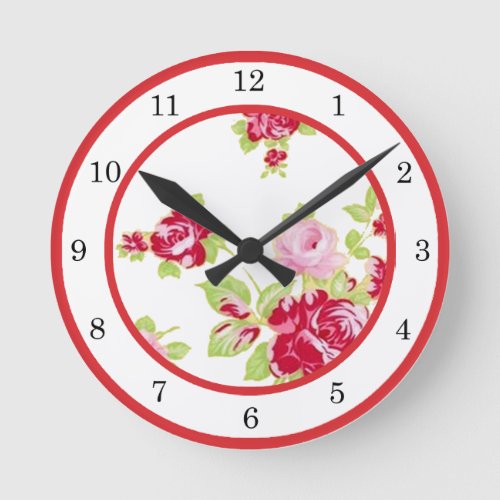Roses On White Wall Clock