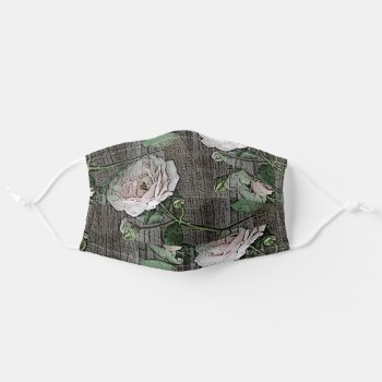 Roses On Wood Adult Cloth Face Mask by scribbleprints at Zazzle