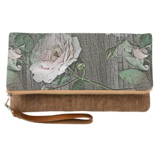 Roses on Wood Clutch