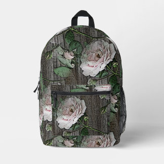 Roses on Wood Printed Backpack