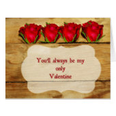 Roses on wood Valentine's Day big card (Front Horizontal)