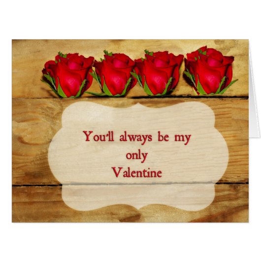 Roses on wood Valentine's Day big card (Front Horizontal)