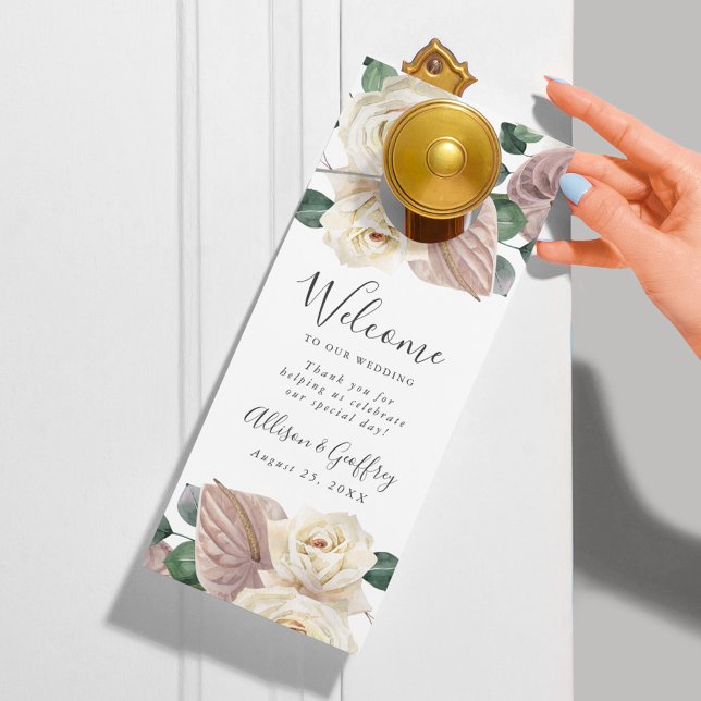 Roses & Orchids Wedding Welcome & Do Not Disturb Door Hanger (Creator Uploaded)