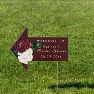 Roses Outdoor Welcome Bridal Shower Sign