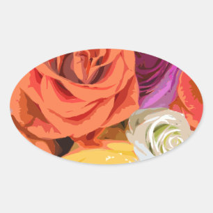 Roses Oval Sticker
