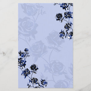 Roses Over Pale Blue Stationery