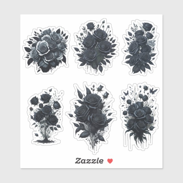 Roses painted black sticker (Sheet)