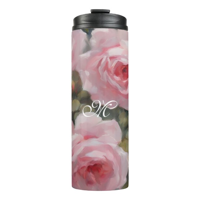 Roses Painted Pink Thermal Tumbler (Front)