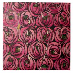 Roses, painting by Charles Mackintosh,  Ceramic Tile