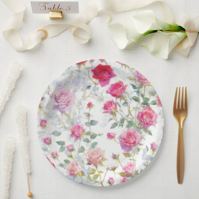 Roses Paper Plates (Wedding)