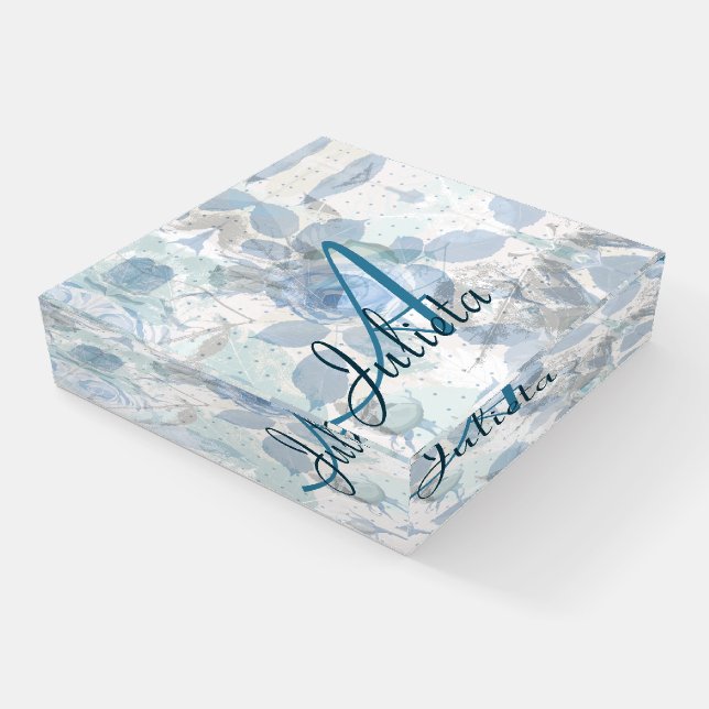 Roses pastel Monogram Paperweight (Angled)