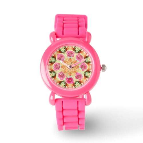 Roses Pattern and custom monogram watch