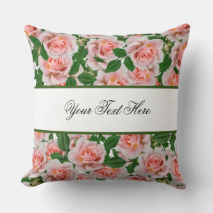 Roses pattern editable throw pillow