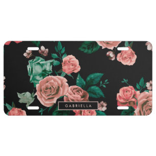 Roses Pattern License Plate