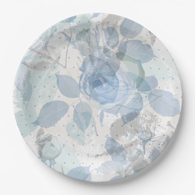 Roses pattern luxury design paper plates (Front)