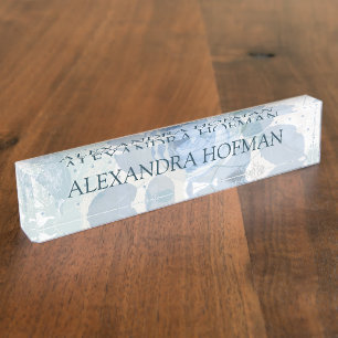 Roses pattern luxury desk name plate