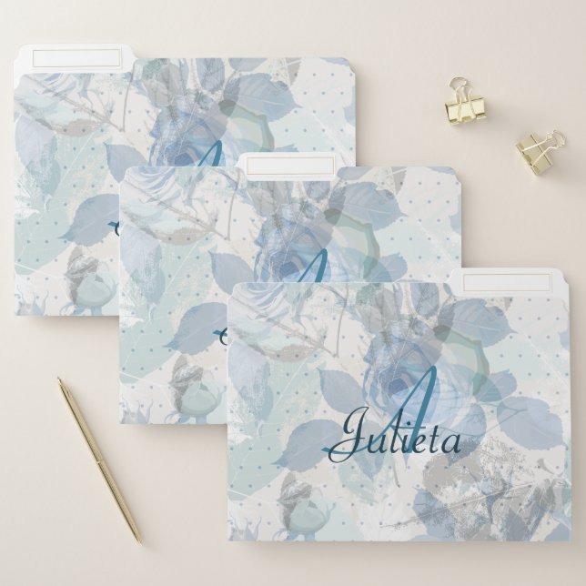 Roses pattern Monogram File Folder (Set)