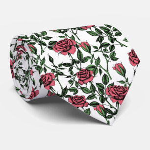 Roses pattern neck tie