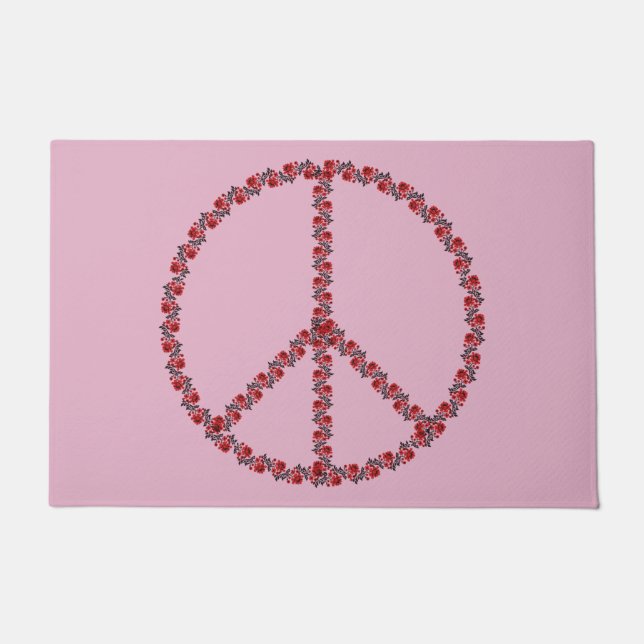 Roses Peace Sign Doormat (Front)