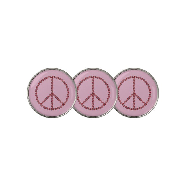 Roses Peace Sign Golf Ball Marker (3 Up)