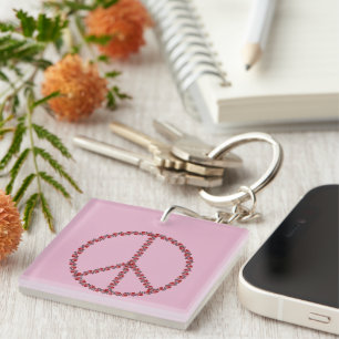 Roses Peace Sign Keychain