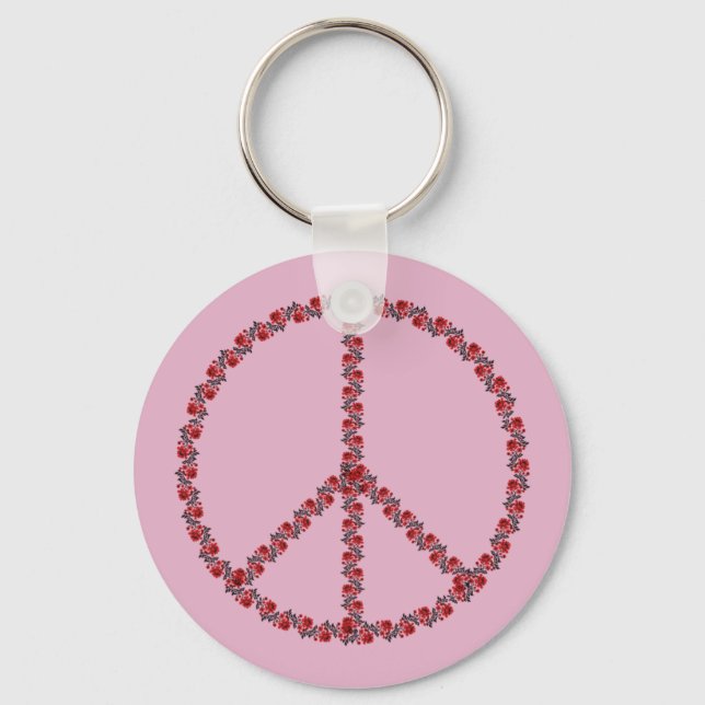 Roses Peace Sign Keychain (Front)