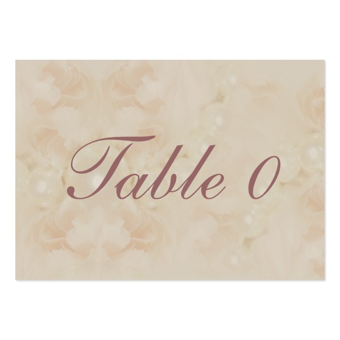 Roses pearls table placement number pink business card