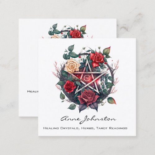 Roses Pentagram Square Business Card