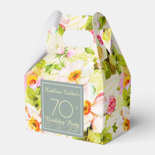 Roses Peonies 70th Birthday Thank You Favor Box