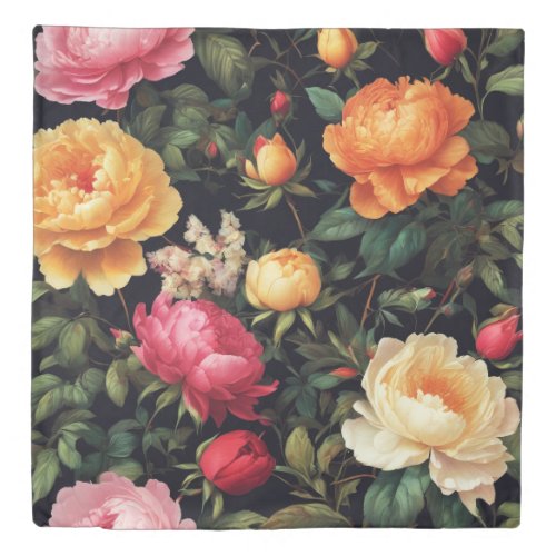 Roses Peonies Dutch Golden Age Duvet Cover
