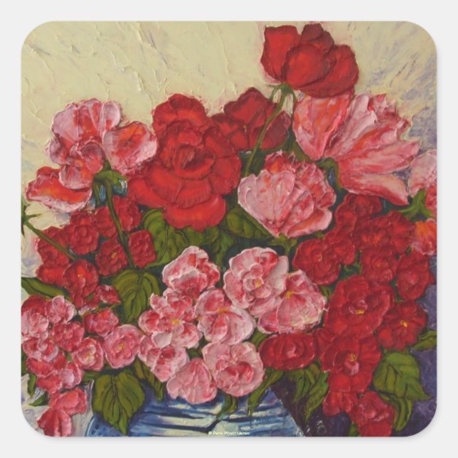 Roses & Peonies Round Sticker (Front)