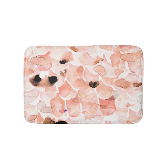 Roses, peony, and leaves, watercolor pattern. bath mat (Front)