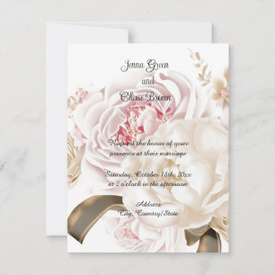 Roses Peony Soft Color Palette Wedding Invitation