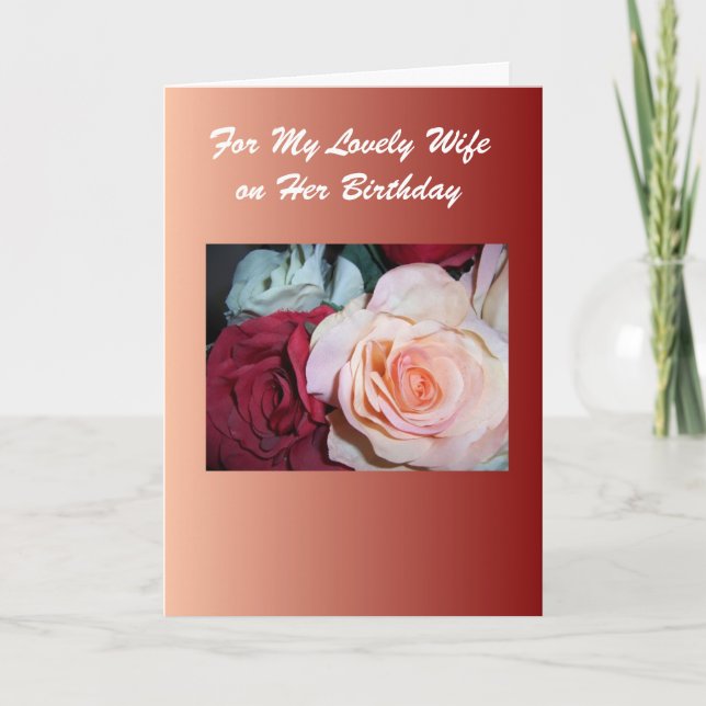 Roses Personalised Wife Birthday Card (Front)