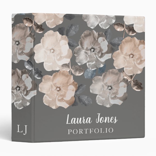 Roses Personalized Art Styling Office Portfolio 3 Ring Binder (Front/Spine)