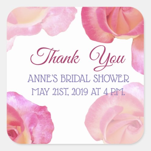 Roses  Photo  Bridal Shower Stickers