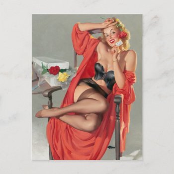 Roses Pin Up Postcard by Vintage_Art_Boutique at Zazzle